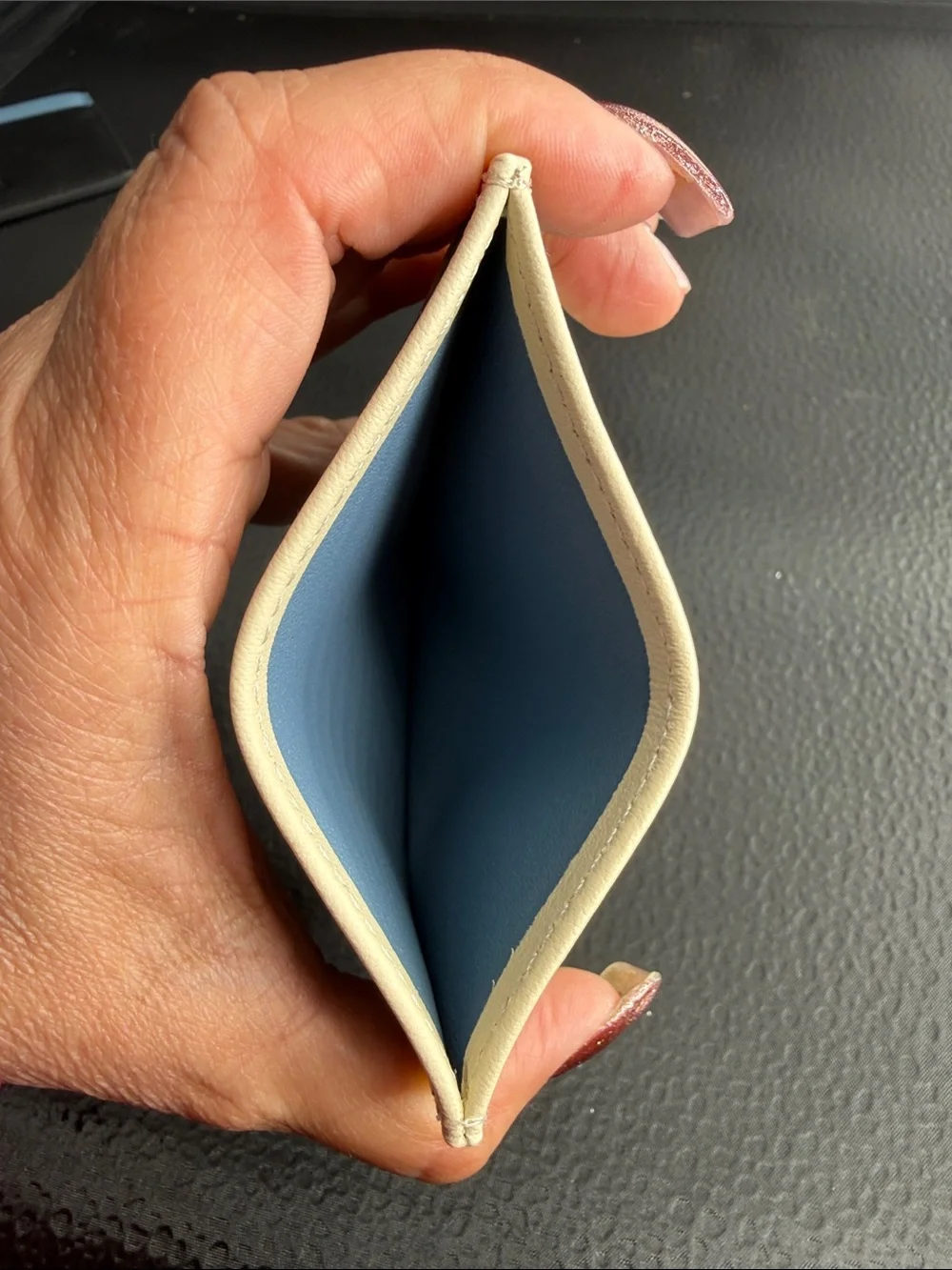 Rylor NEW cream and Light Blue Leather Card Holder